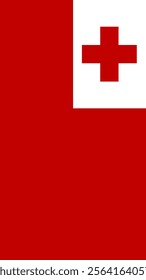 Vertical Flag of Tonga, 9:16 Format, Vertical Tonga Flag, Vector Images