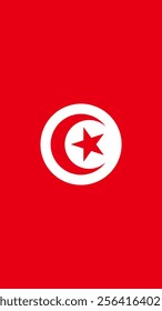 Vertical Flag of Tunisia, 9:16 Format, Vertical Tunisia Flag, Vector Images