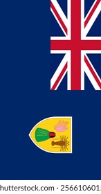 Vertical Flag of Turks and Caicos Islands, 9:16 Format, Vertical Turks and Caicos Islands Flag, Vector Images