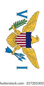 Vertical Flag of United States Virgin Islands, 9:16 Format, Vertical United States Virgin Islands Flag, Vector Images