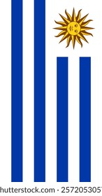 Vertical Flag of Uruguay, 9:16 Format, Vertical Uruguay Flag, Vector Images