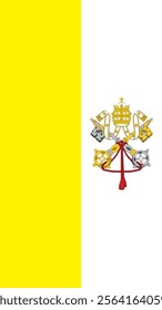 Vertical Flag of Vatican City, 9:16 Format, Vertical Vatican City Flag, Vector Images