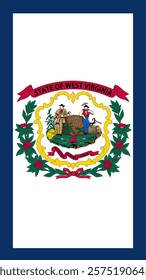 Vertical Flag of West Virginia, 9:16 Format, Vertical West Virginia Flag, Vector Images