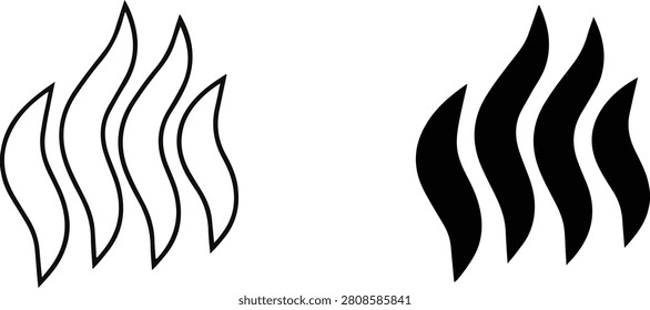 Vertical flame or heat wave abstract symbols with abstract minimalist illustration temperature isolated contrast signifier