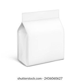 Modelo de bolsa de cartela vertical de fondo plano. Vista lateral media. Ilustración vectorial aislada sobre fondo blanco. Listo para su uso en presentaciones, promociones, publicidad y mucho más. EPS10.