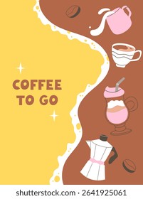 Vertical flat coffee banner, template