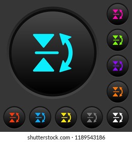 Vertical flip dark push buttons with vivid color icons on dark grey background