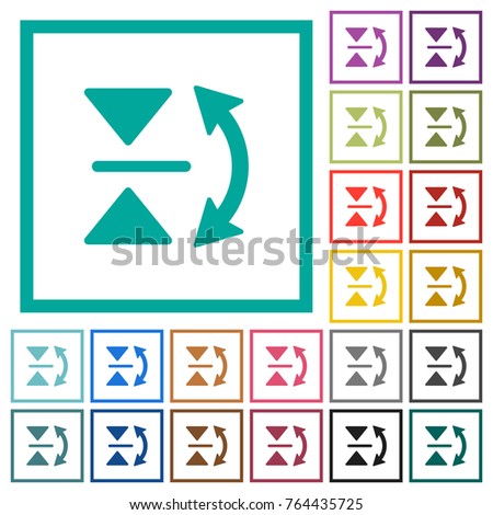 Vertical flip flat color icons with quadrant frames on white background
