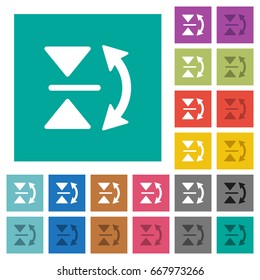 Vertical flip multi colored flat icons on plain square backgrounds. Included white and darker icon variations for hover or active effects.