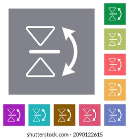 Vertical flip outline flat icons on simple color square backgrounds