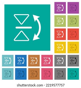 Vertical flip outline multi colored flat icons on plain square backgrounds. Included white and darker icon variations for hover or active effects.