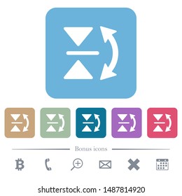 Vertical flip white flat icons on color rounded square backgrounds. 6 bonus icons included