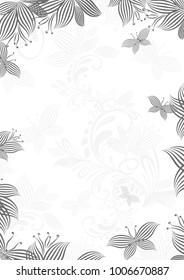 Vertical floral background with butterflies. Vector