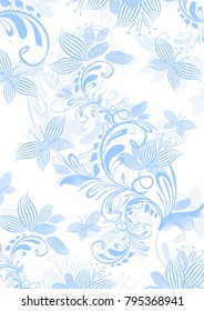 Vertical floral background with butterflies. Vector