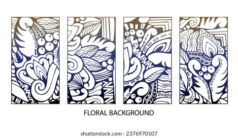 Banner floral vertical. Plantilla para tarjeta, invitación, portada. Dibujo manual. Diseño artístico