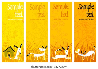 Vertical floral banners set with dogs