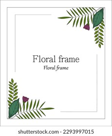 Vertical floral frame in tropical style.