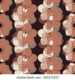 Vertical floral pattern with elements of shading, seamless vector background.