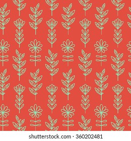 Vertical floral pattern, red background