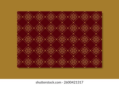 vertical floral seamless pattern with broken line frame luxury theme with red gold color for interior design and wallpaper