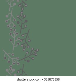 Vertical floral seamless pattern, doodles,branches,bagels,  copy space. Hand drawn.