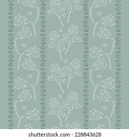 Vertical floral wallpaper. Vertical border with abstract flowers. Vintage floral background. Seamless pattern. 