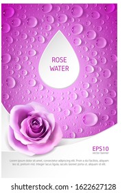 vertical flyer with realistic rose and drops
