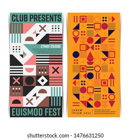 Vertical Flyer template with Abstract Geometric Shape Compositions. Vector illustration.