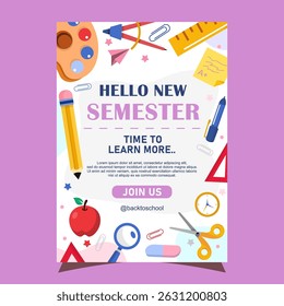 Vertical flyer template for back to school season
