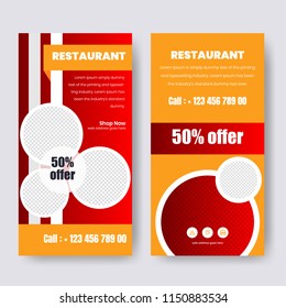 Vertical food and Restaurant banner Set with good vector illustration. Eps 10
