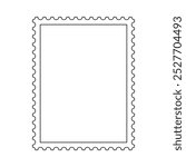 Vertical format postage stamp outline vector frame with perforated edges