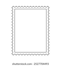 Vertical format postage stamp outline vector frame with perforated edges