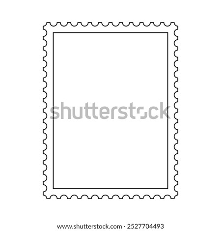 Vertical format postage stamp outline vector frame with perforated edges