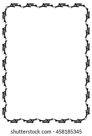 Vertical frame with black cats silhouettes. Vector clip art.