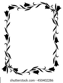 Vertical frame with bluebells. Design element for advertisements, flyer, web, wedding and other invitations or greeting cards. Vector clip art.