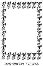 Vertical frame with bluebells. Design element for advertisements, flyer, web, wedding and other invitations or greeting cards. Vector clip art.