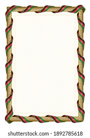 Vertical  frame and border with Afghanistan flag, template elements for your certificate and diploma. Vector.