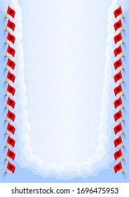 Vertical  frame and border with Albania flag, template elements for your certificate and diploma. Vector.