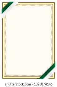 Vertical  frame and border with Algeria flag, template elements for your certificate and diploma. Vector.