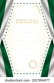 Vertical  frame and border with Algeria flag, template elements for your certificate and diploma. Vector.