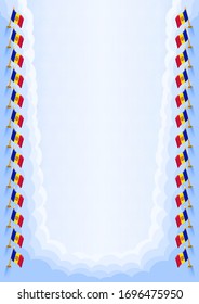 Vertical  frame and border with Andorra flag, template elements for your certificate and diploma. Vector.