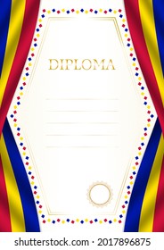 Marco vertical y borde con la bandera de Andorra, elementos de plantilla para su certificado y diploma. Vector.