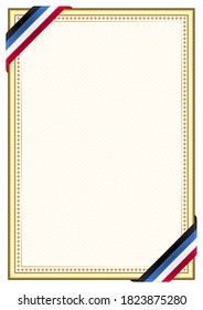 Vertical  frame and border with Antigua and Barbuda flag, template elements for your certificate and diploma. Vector.