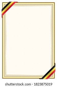 Marco vertical y borde con bandera belga, elementos de plantilla para su certificado y diploma. Vector.