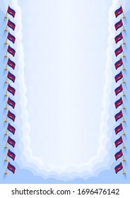 Vertikaler Rahmen und Grenze zu Kambodscha Flagge, Vorlagenelemente für Ihr Zertifikat und Diplom. Vektorgrafik.