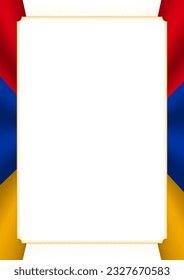 Marco vertical y borde con colores de la bandera de Armenia, elementos de plantilla para su certificado y diploma. Vector.
