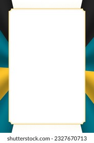 Marco vertical y borde con colores de la bandera de las Bahamas, elementos de plantilla para tu certificado y diploma. Vector.