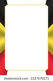 Vertical  frame and border with colors of Belgium flag, template elements for your certificate and diploma. Vector.