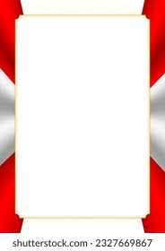 Vertical  frame and border with colors of Canada flag, template elements for your certificate and diploma. Vector.