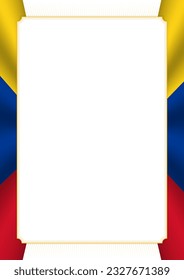 Marco vertical y borde con colores de la bandera de Colombia, elementos de plantilla para su certificado y diploma. Vector.